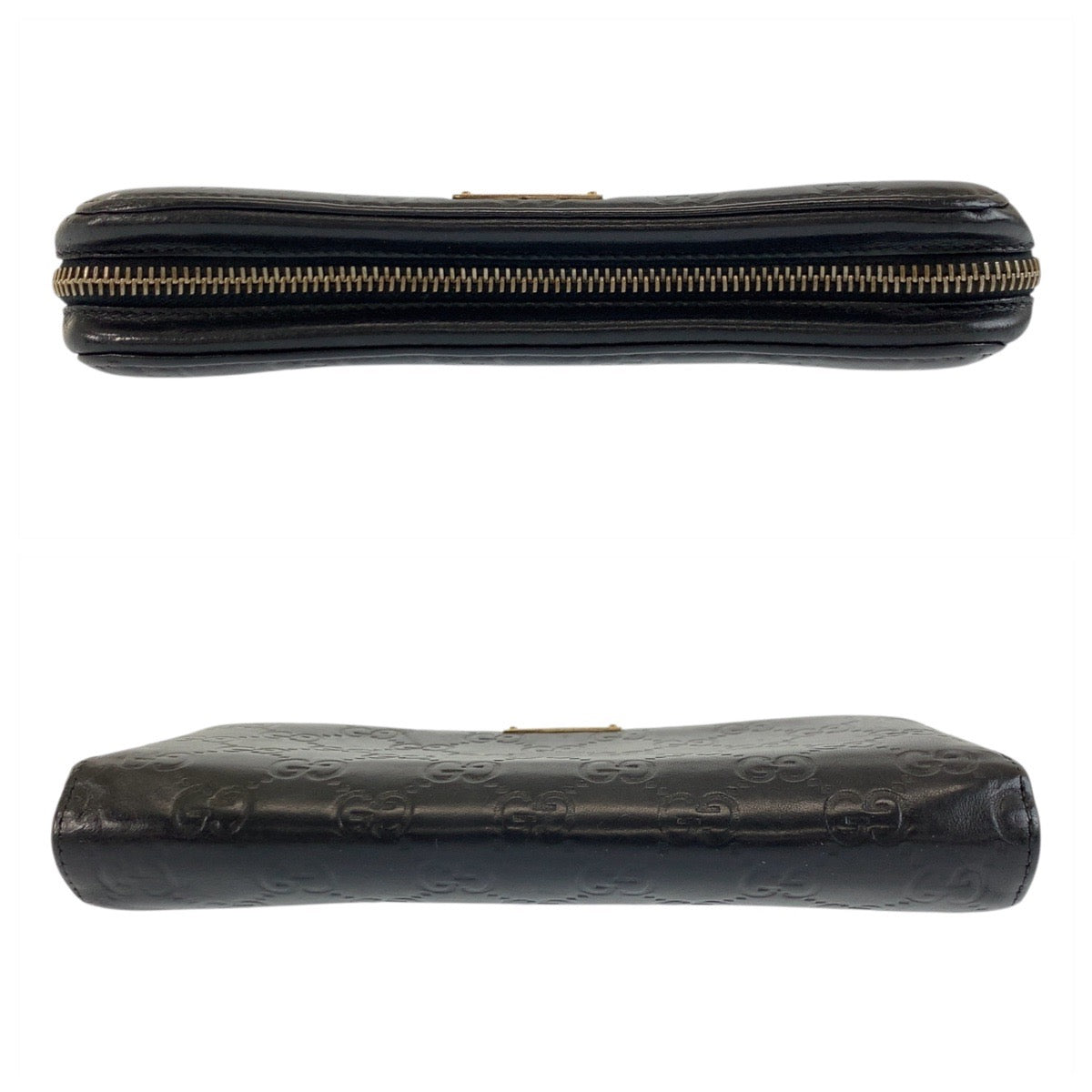 GUCCI Long Wallet Purse 245915 leather Black GoldMetal Guccisima