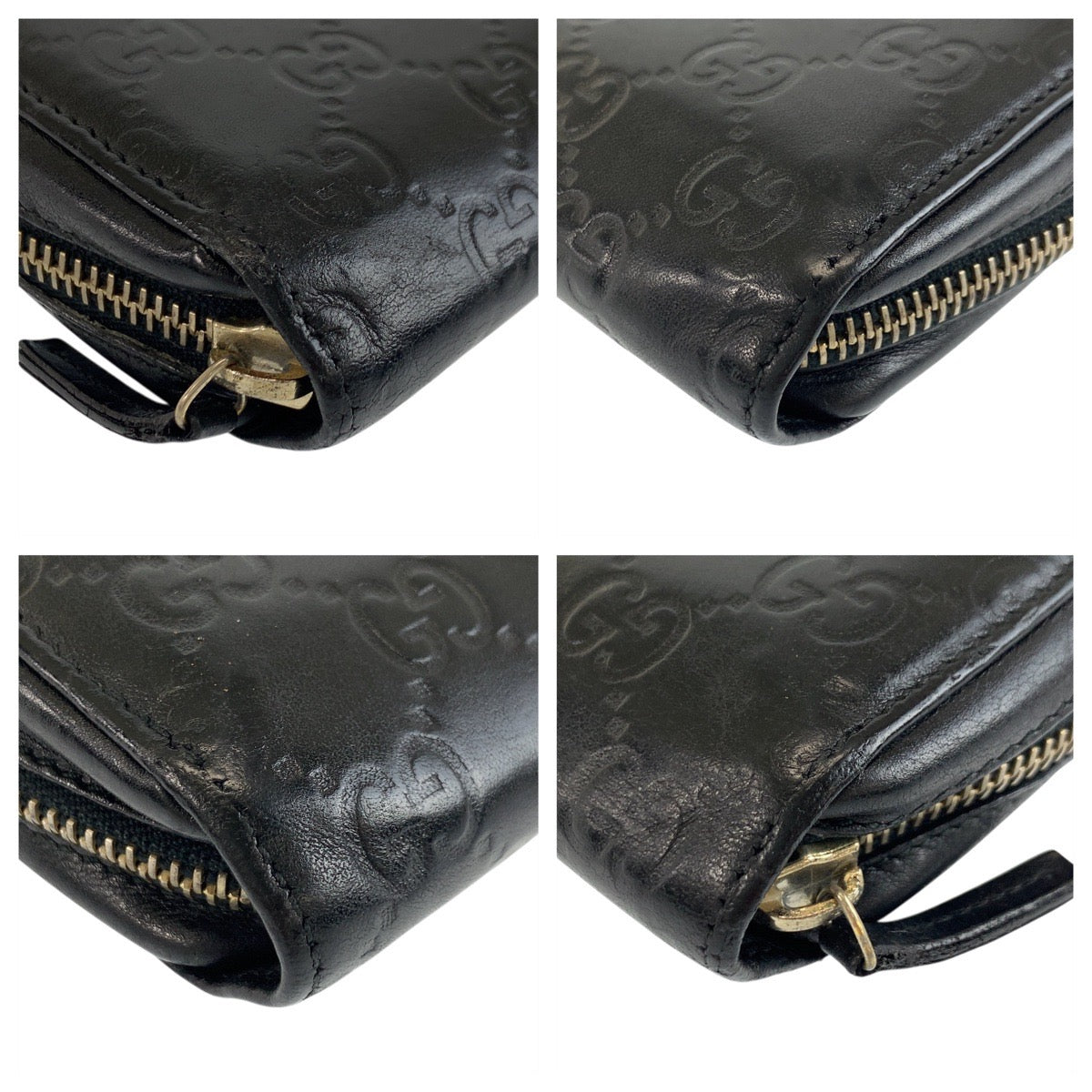 GUCCI Long Wallet Purse 245915 leather Black GoldMetal Guccisima