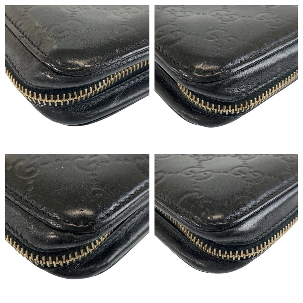 GUCCI Long Wallet Purse 245915 leather Black GoldMetal Guccisima