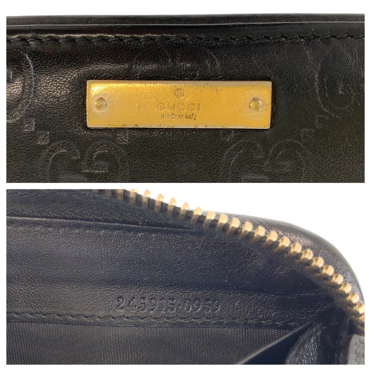 GUCCI Long Wallet Purse 245915 leather Black GoldMetal Guccisima
