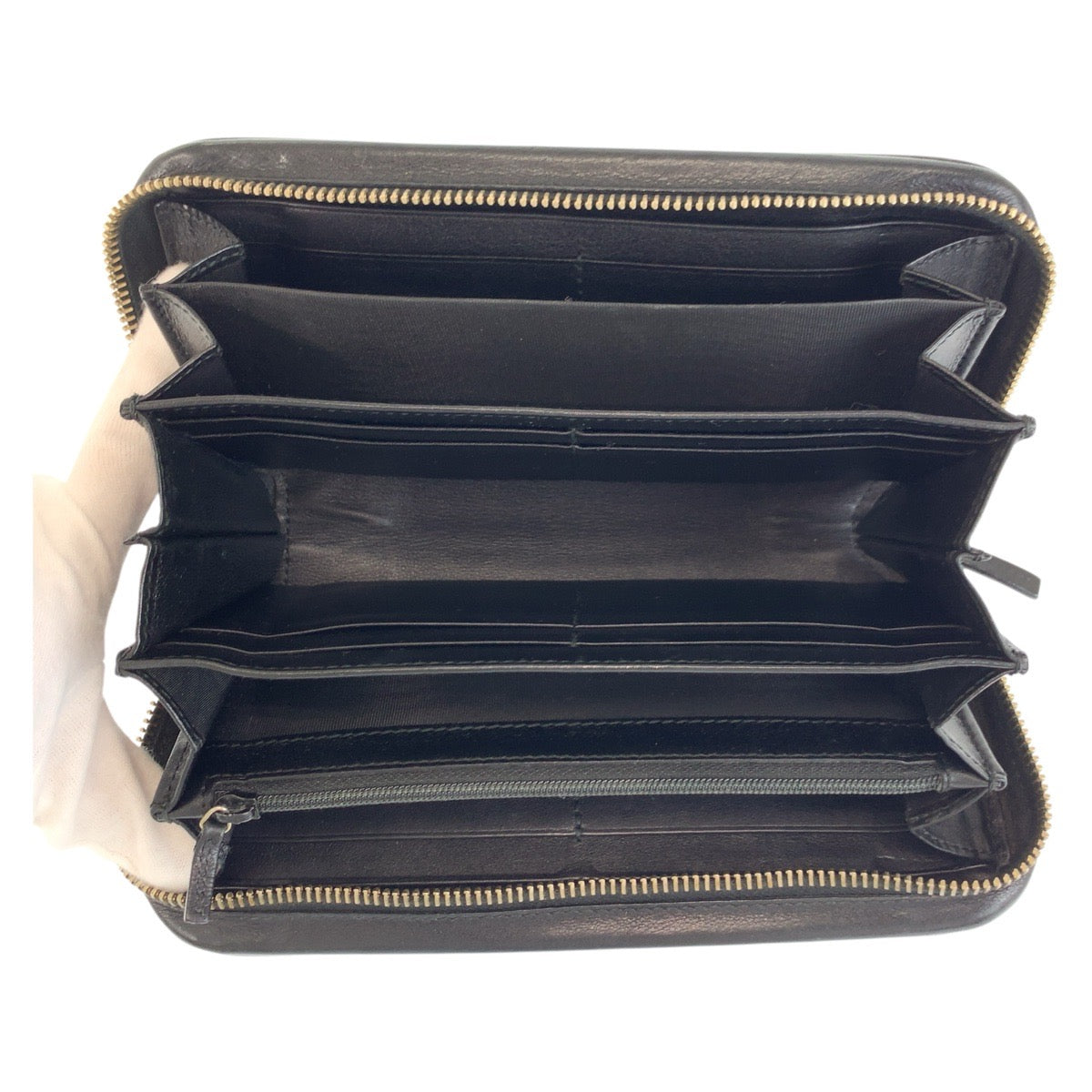 GUCCI Long Wallet Purse 245915 leather Black GoldMetal Guccisima