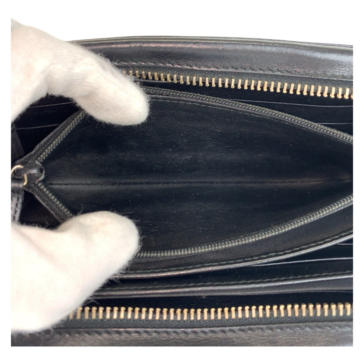 GUCCI Long Wallet Purse 245915 leather Black GoldMetal Guccisima