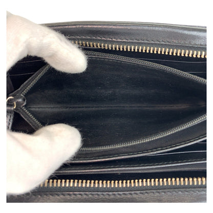GUCCI Long Wallet Purse 245915 leather Black GoldMetal Guccisima