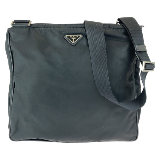 PRADA Shoulder Bag Nylon Black SilverMetal Test Triangle With logo