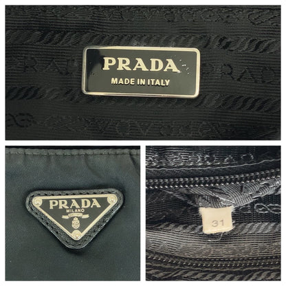 PRADA Shoulder Bag Nylon Black SilverMetal Test Triangle With logo