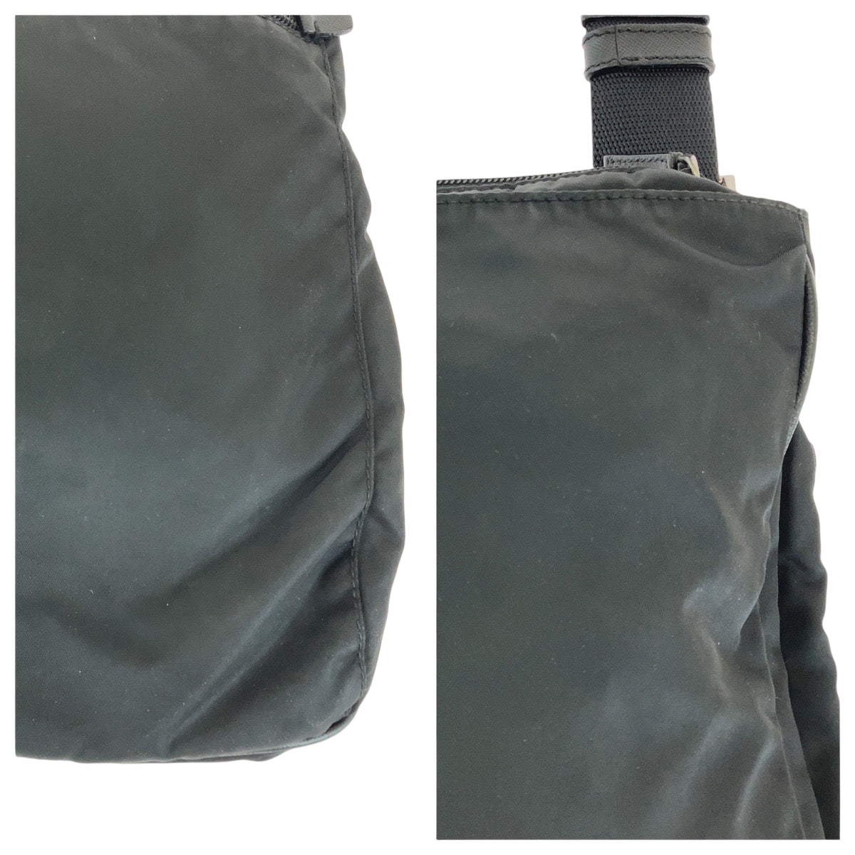 PRADA Shoulder Bag Nylon Black SilverMetal Test Triangle With logo