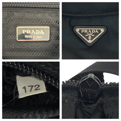 PRADA Shoulder Bag Nylon Black Silver Metal Test Triangle With logo