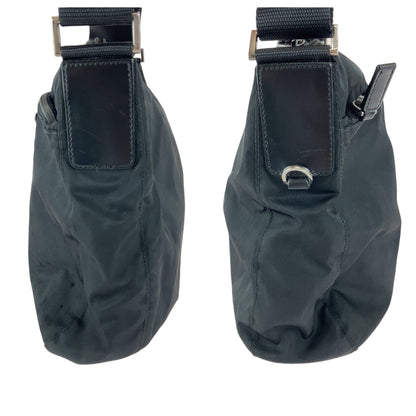 PRADA Shoulder Bag Nylon Black Silver Metal Test Triangle With logo