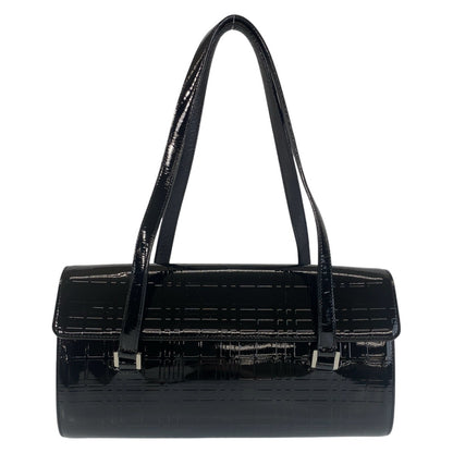 BURBERRY Shoulder Bag enamel black Check Pattern Embossed