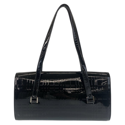 BURBERRY Shoulder Bag enamel black Check Pattern Embossed