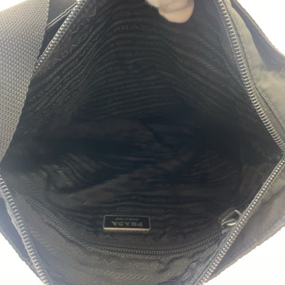 PRADA Shoulder Bag Nylon Black SilverMetal Test Triangle With logo