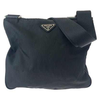 PRADA Shoulder Bag Nylon Black SilverMetal Test Triangle With logo