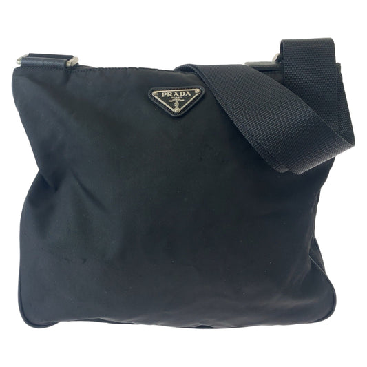 PRADA Shoulder Bag Nylon Black SilverMetal Test Triangle With logo