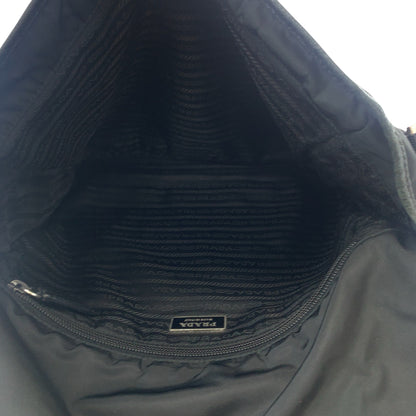 PRADA Shoulder Bag V166 Nylon Black SilverMetal Test Triangle With logo