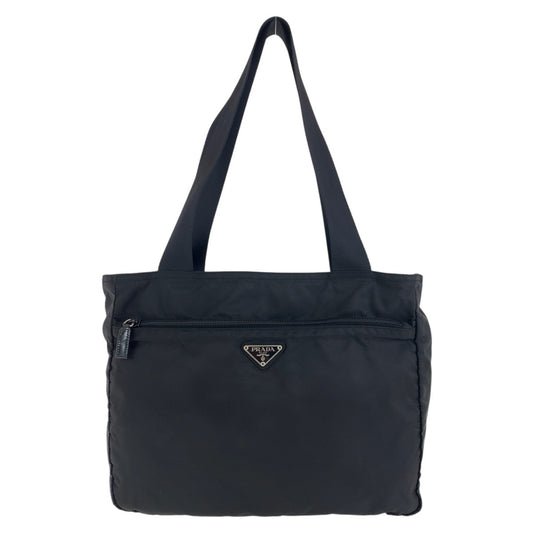 PRADA Tote Bag Nylon Black SilverMetal Test Triangle With logo