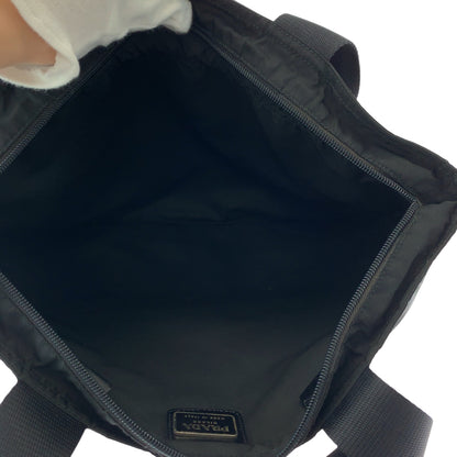 PRADA Tote Bag Nylon Black SilverMetal Test Triangle With logo