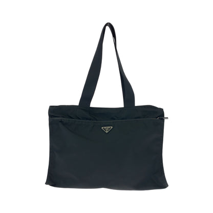 PRADA Tote Bag Nylon Black SilverMetal Test Triangle With logo