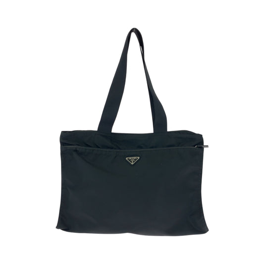 PRADA Tote Bag Nylon Black SilverMetal Test Triangle With logo