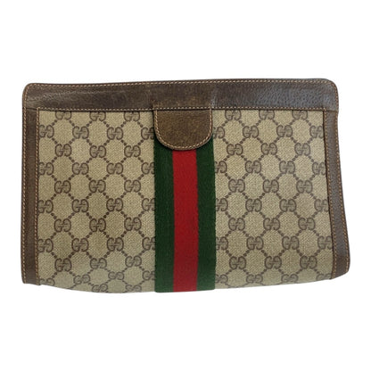 GUCCI Clutch bag 67 014 2125 GG Supreme Canvas Beige brown Old Gucci Shelly Line