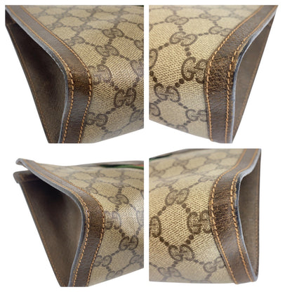 GUCCI Clutch bag 67 014 2125 GG Supreme Canvas Beige brown Old Gucci Shelly Line