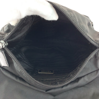 PRADA Shoulder Bag Nylon Black SilverMetal Test Triangle With logo