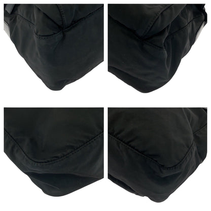 PRADA Shoulder Bag Nylon Black SilverMetal Test Triangle With logo
