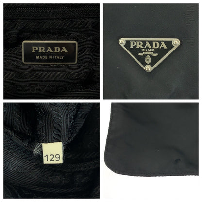 PRADA Shoulder Bag Nylon Black SilverMetal Test Triangle With logo
