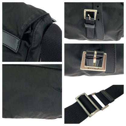 PRADA Shoulder Bag Nylon Black SilverMetal Test Triangle With logo