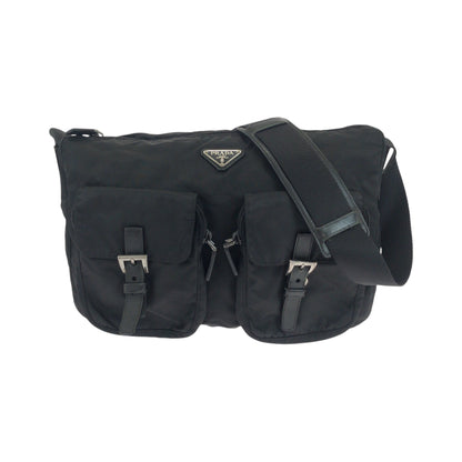 PRADA Shoulder Bag Nylon black Test Triangle With logo