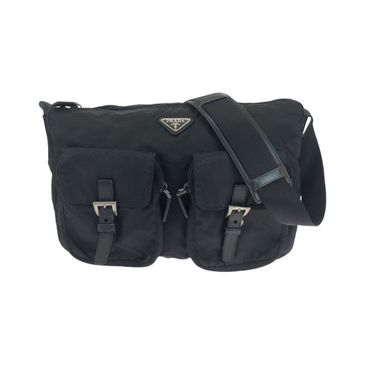 PRADA Shoulder Bag Nylon black Test Triangle With logo