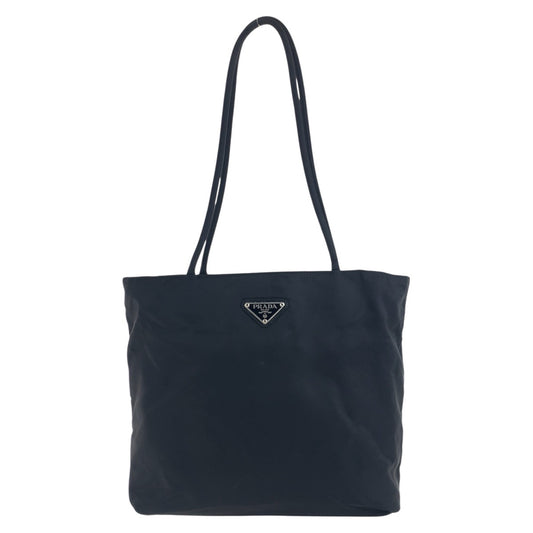PRADA Tote Bag Nylon Black SilverMetal Test Triangle With logo