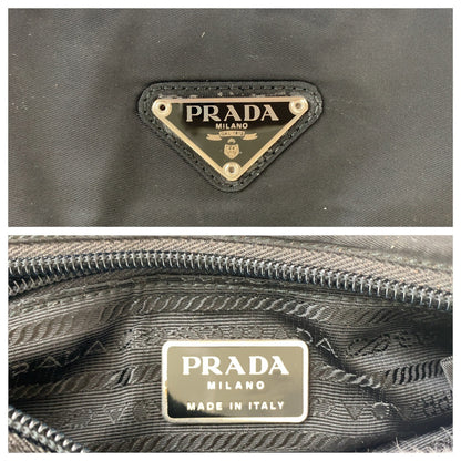 PRADA Tote Bag Nylon Black SilverMetal Test Triangle With logo