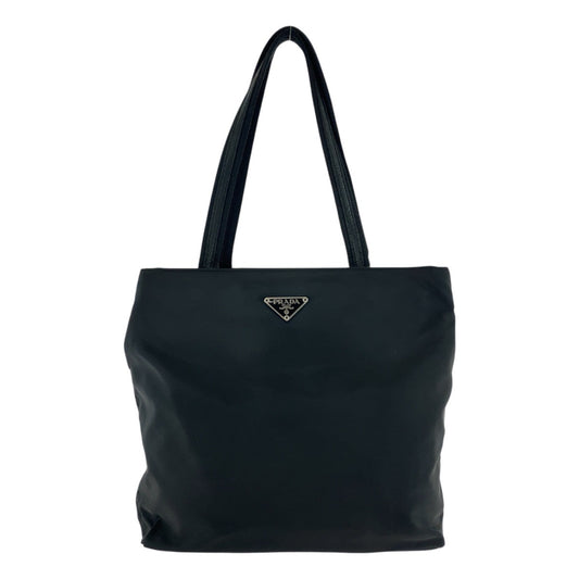 PRADA Tote Bag Nylon Black SilverMetal Test Triangle With logo