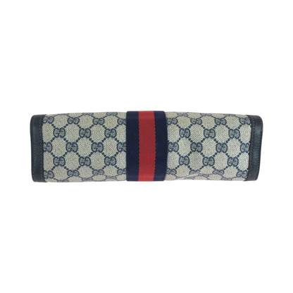 GUCCI Clutch bag GG Supreme Canvas Gray navy Sherry line
