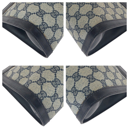 GUCCI Clutch bag GG Supreme Canvas Gray navy Sherry line