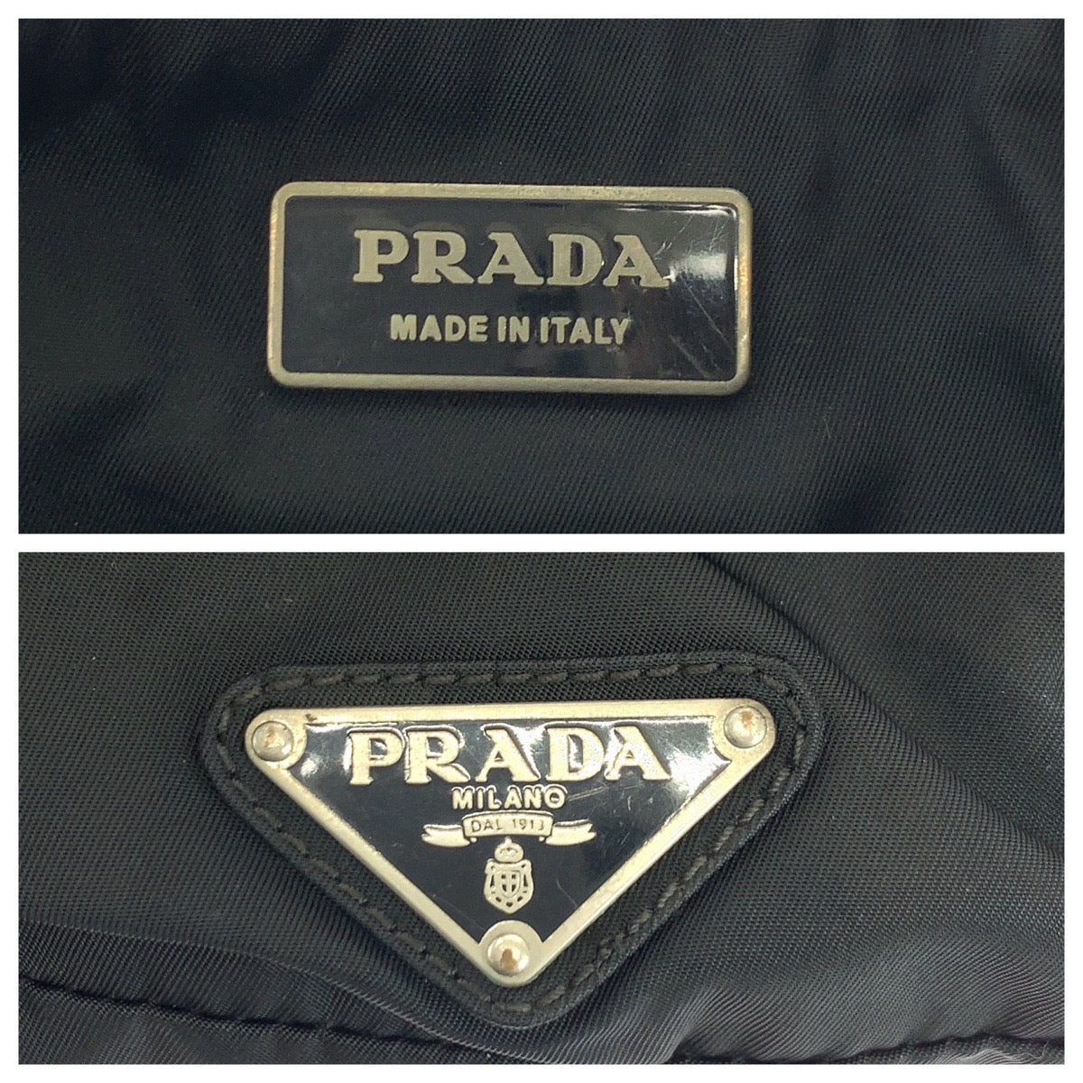 PRADA Waist bag VA0056 Nylon Black Silver Metal Test Triangle With logo