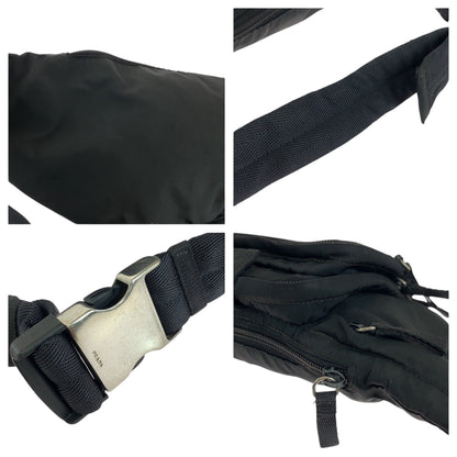 PRADA Waist bag VA0056 Nylon Black Silver Metal Test Triangle With logo