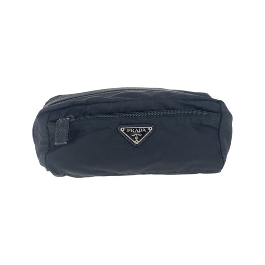 PRADA Pouch Nylon Black SilverMetal Test Triangle With logo