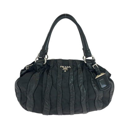 PRADA Handbag Nylon Black Silver Metal logo