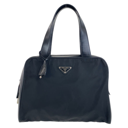 PRADA Handbag Nylon Black SilverMetal Test Triangle With logo