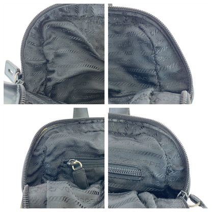 PRADA Handbag Nylon Black SilverMetal Test Triangle With logo