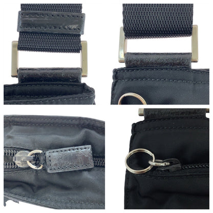 PRADA Shoulder Bag Nylon Black SilverMetal Test Triangle With logo