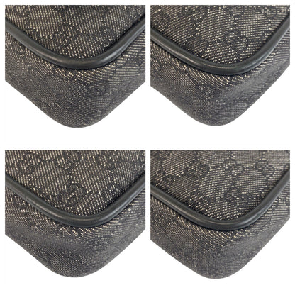 GUCCI Shoulder Bag 92729 GG canvas Black GoldMetal