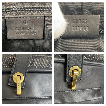 GUCCI Shoulder Bag 92729 GG canvas Black GoldMetal