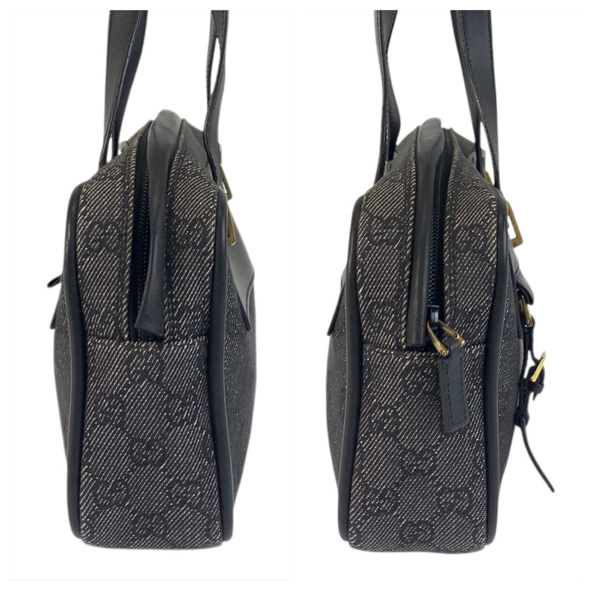 GUCCI Shoulder Bag 92729 GG canvas Black GoldMetal