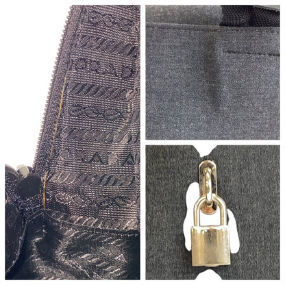PRADA Tote Bag canvas Grey Black SilverMetal PRADA Sports