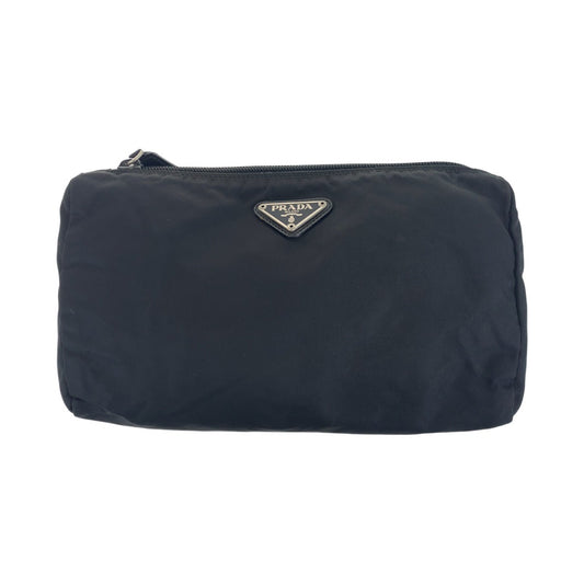 PRADA Pouch Nylon Black SilverMetal Test Triangle With logo