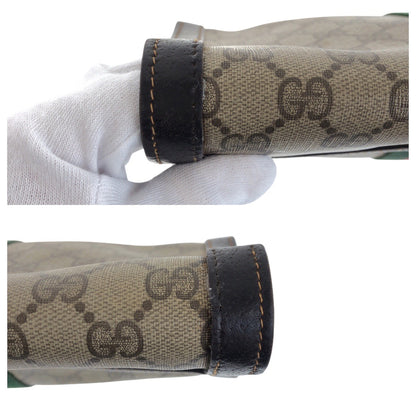GUCCI Clutch bag GG Supreme Canvas Brown Gold Metal Old Gucci Shelly Line Interlocking