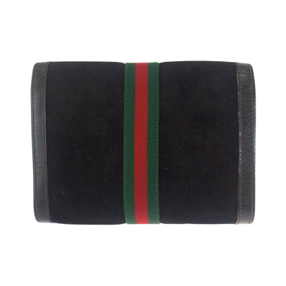 GUCCI Clutch bag Suede Brown Gold Metal Old Gucci Shelly Line Gucci perfume