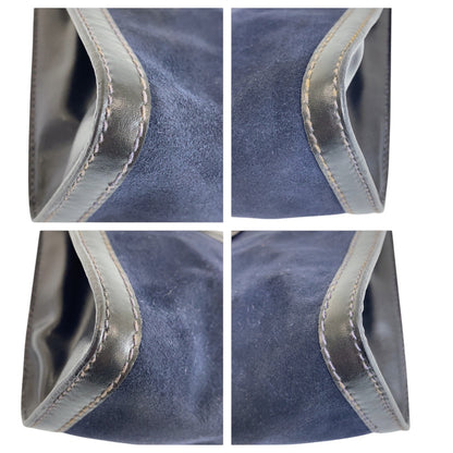 GUCCI Clutch bag Suede Navy black Old Gucci Shelly Line